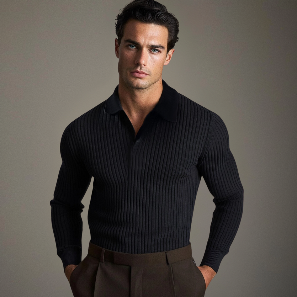 Mason | Herren leichte Poloshirt mit offenem Kragen