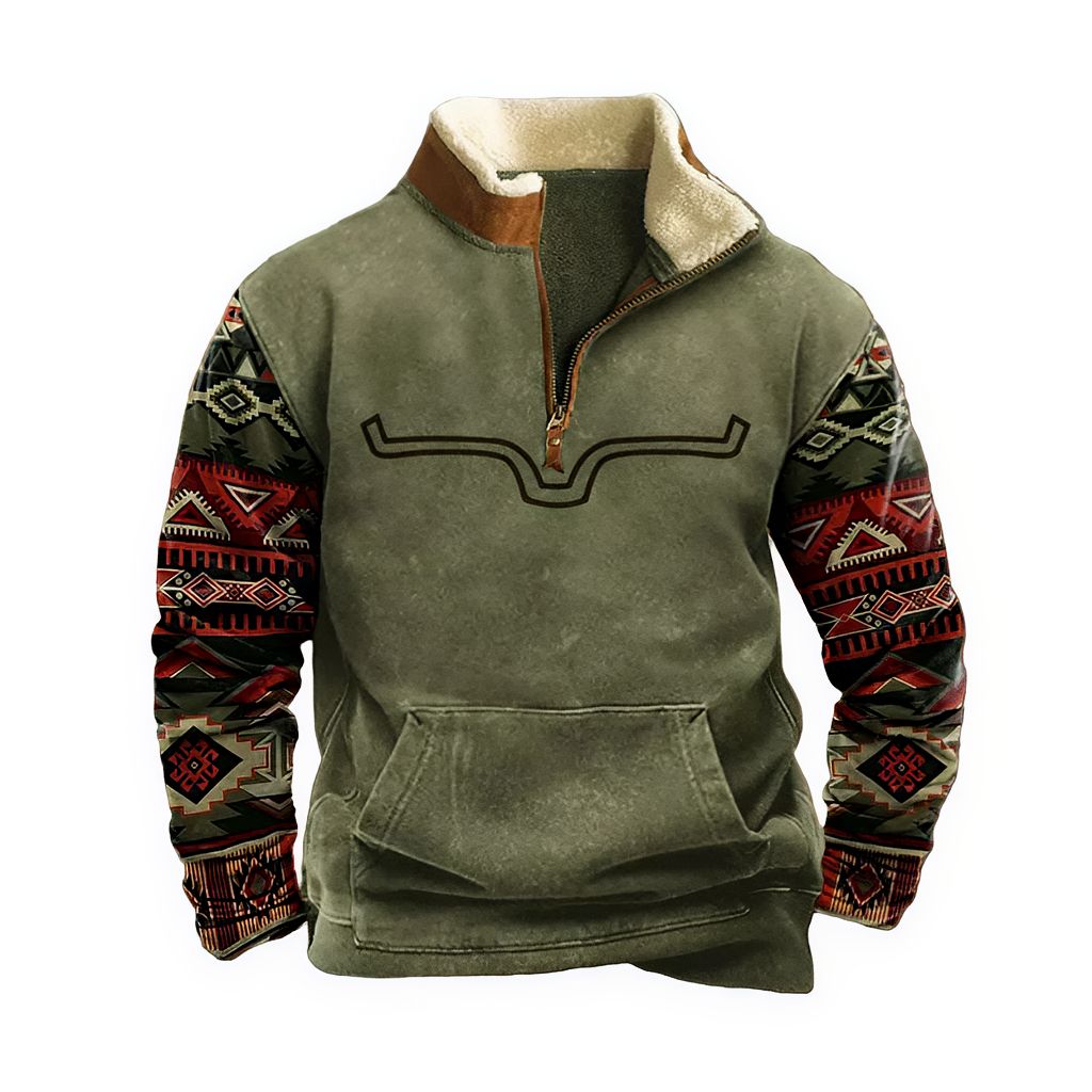 AztecZip | Herren Zip-Up Pullover mit entspannter Passform und Westernakzenten