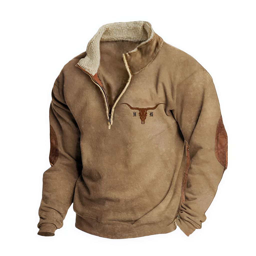 AztecZip | Herren Zip-Up Pullover mit entspannter Passform und Westernakzenten