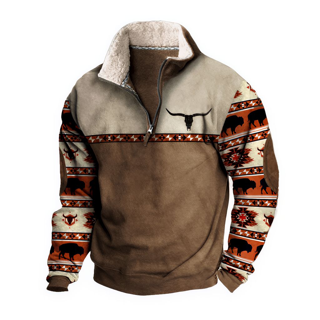 AztecZip | Herren Zip-Up Pullover mit entspannter Passform und Westernakzenten