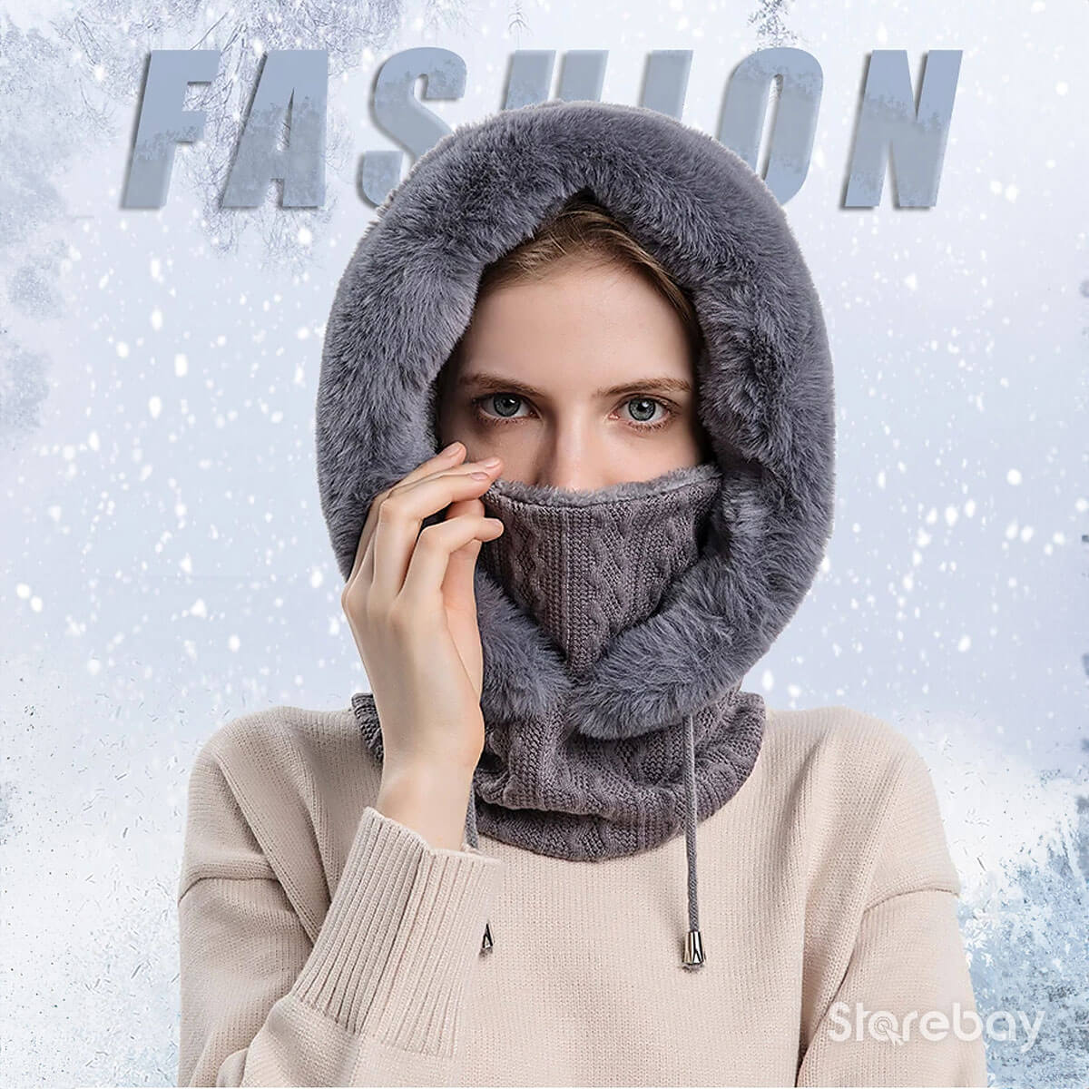 WinterCozy | Warme gestrickte Kapuzenschal