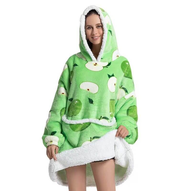 Shoodie™ Apfel | Nie wieder frieren mit dieser warmen Fleece-Hoodiedecke!