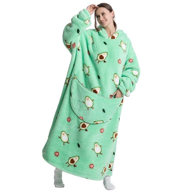 Shoodie™ Avocado Extra Lang | Nie wieder frieren mit dieser warmen Fleece-Hoodiedecke!!