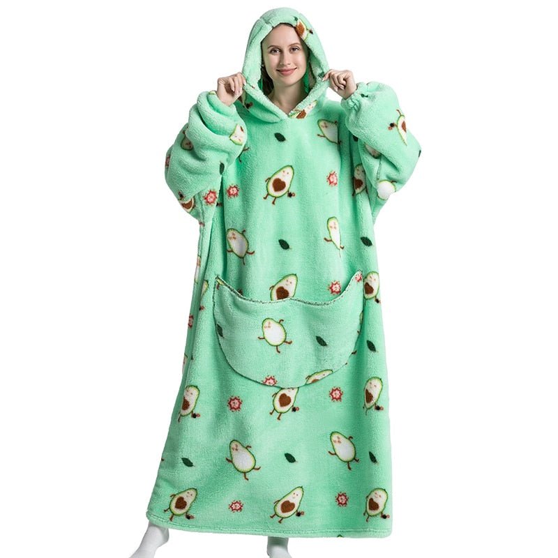 Shoodie™ Avocado Extra Lang | Nie wieder frieren mit dieser warmen Fleece-Hoodiedecke!!