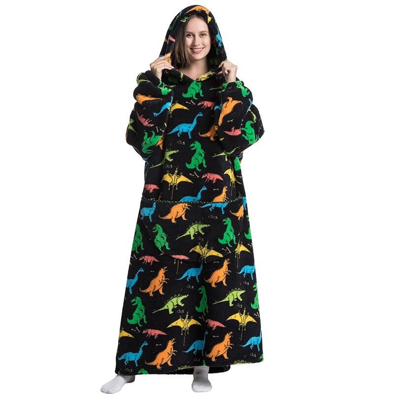Shoodie™ Dinosaurier Extra Lang | Nie wieder frieren mit dieser warmen Fleece-Hoodiedecke!!