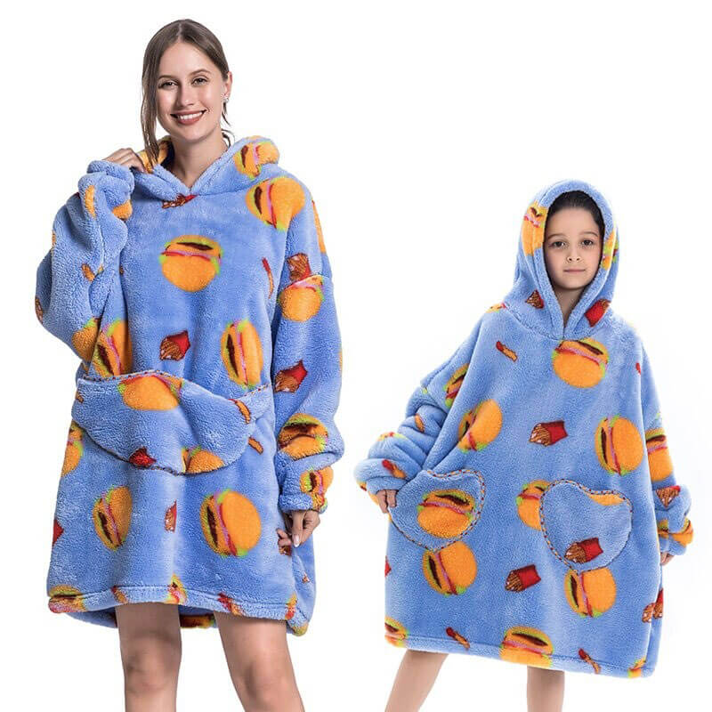Shoodie™ Hamburger | Nie wieder frieren mit dieser warmen Fleece-Hoodiedecke!