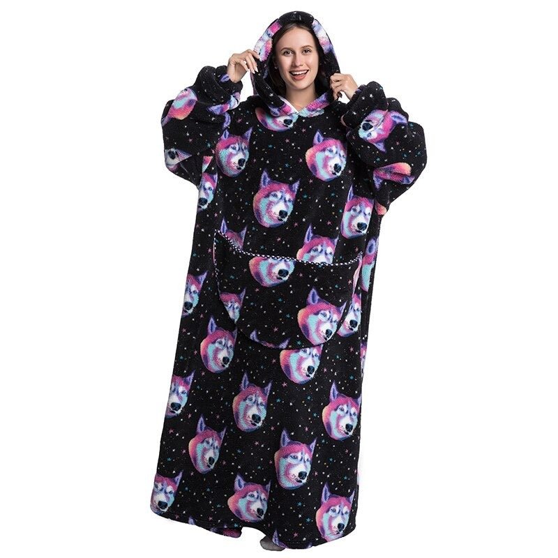Shoodie™ Husky Extra Lang | Nie wieder frieren mit dieser warmen Fleece-Hoodie-Decke!!