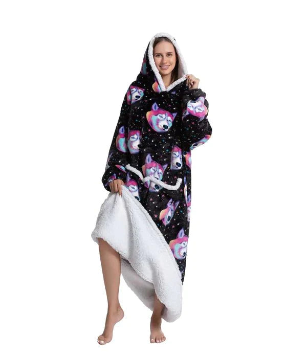 Shoodie™ Husky Extra Lang | Nie wieder frieren mit dieser warmen Fleece-Hoodie-Decke!!
