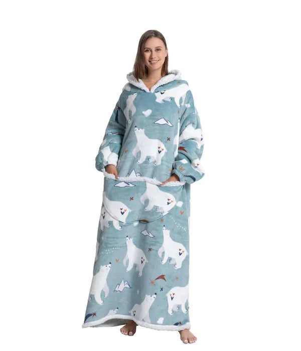 Shoodie™ EISBÄR Extra Lang | Nie wieder frieren mit dieser warmen Fleece-Hoodie-Decke!!