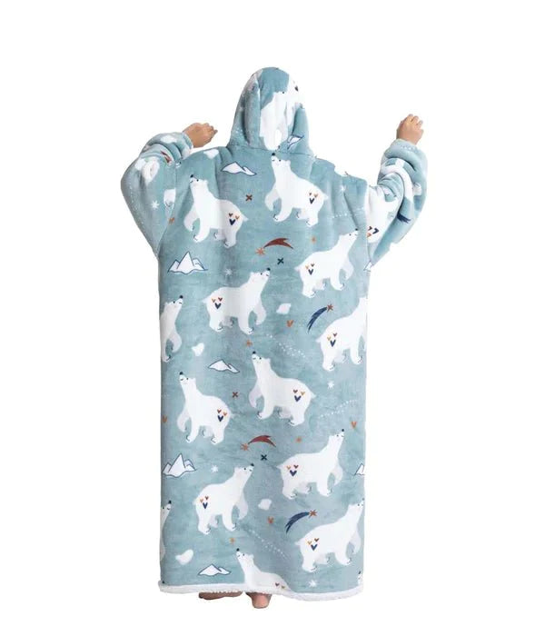 Shoodie™ EISBÄR Extra Lang | Nie wieder frieren mit dieser warmen Fleece-Hoodie-Decke!!