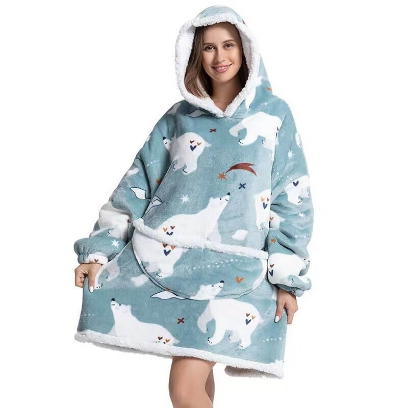 Shoodie™ Eisbär | Nie mehr frieren mit dieser warmen Fleece-Hoodie-Decke!