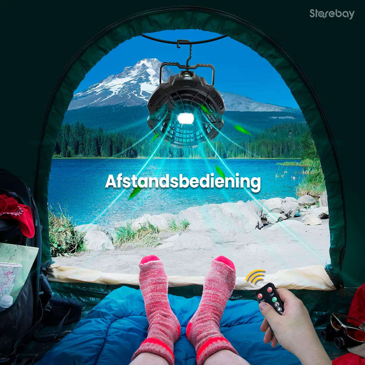 Tragbarer Camping-Ventilator + LED-Lampe - Leicht und leise im Gebrauch