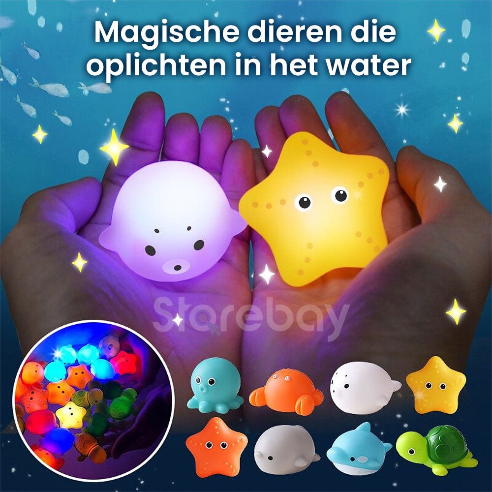 Magische Badekamerfreunde | Badspielzeug, das im Wasser leuchtet