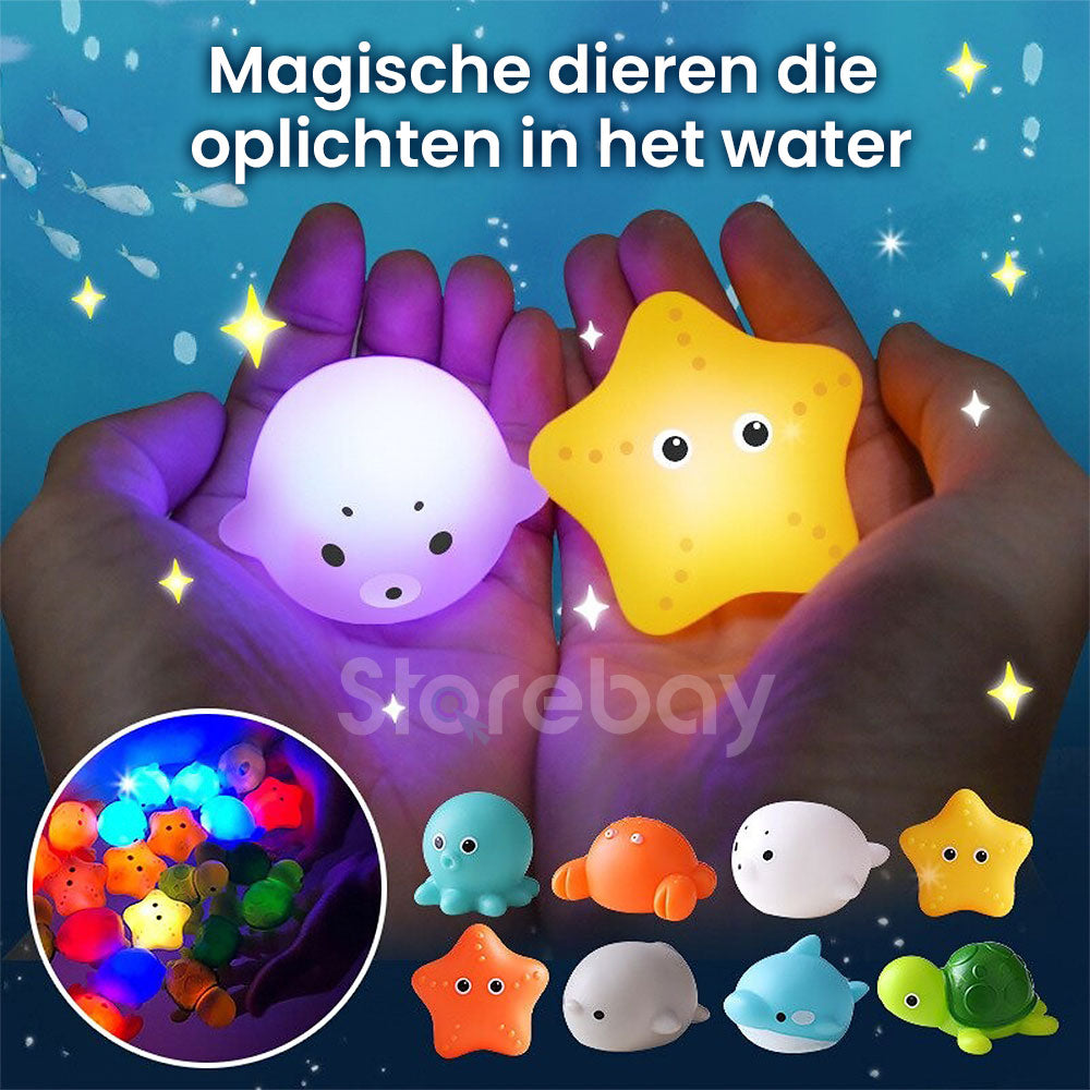 Magische Badekamerfreunde | Badspielzeug, das im Wasser leuchtet