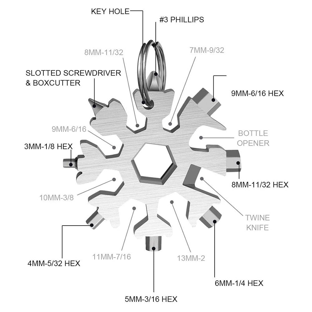 Snowflake 18-in-1 Multi-Tool | Immer das richtige Werkzeug für jede Aufgabe